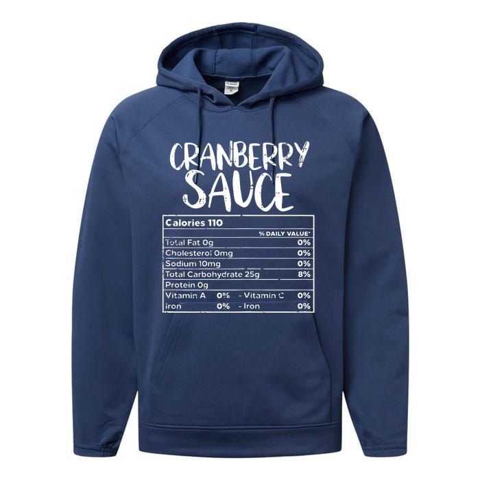 Thanksgiving Christmas Cranberry Sauce Nutritional Facts Performance Fleece Hoodie