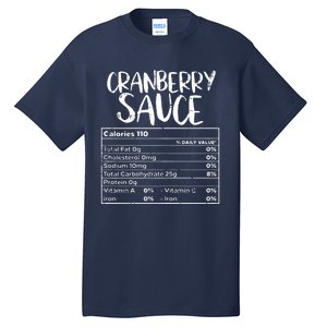 Thanksgiving Christmas Cranberry Sauce Nutritional Facts Tall T-Shirt