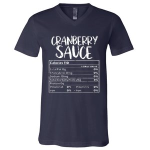 Thanksgiving Christmas Cranberry Sauce Nutritional Facts V-Neck T-Shirt