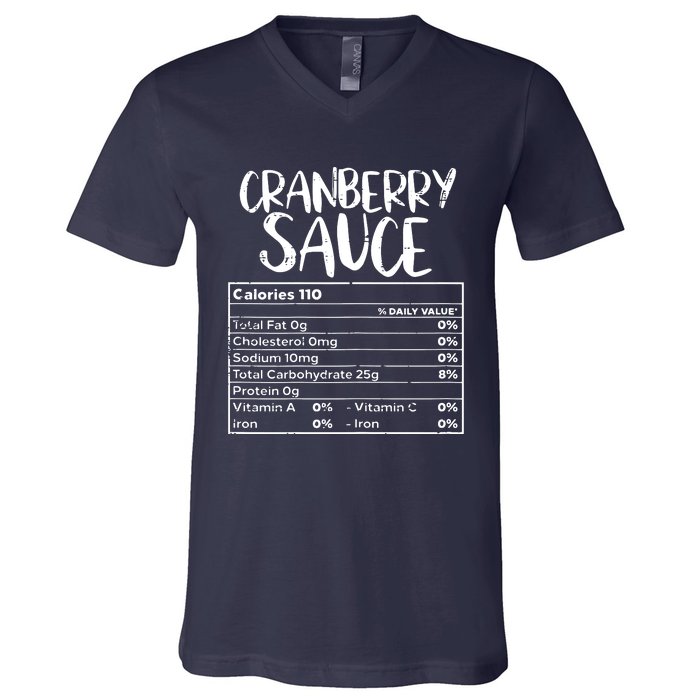 Thanksgiving Christmas Cranberry Sauce Nutritional Facts V-Neck T-Shirt