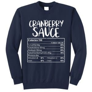 Thanksgiving Christmas Cranberry Sauce Nutritional Facts Tall Sweatshirt