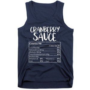 Thanksgiving Christmas Cranberry Sauce Nutritional Facts Tank Top