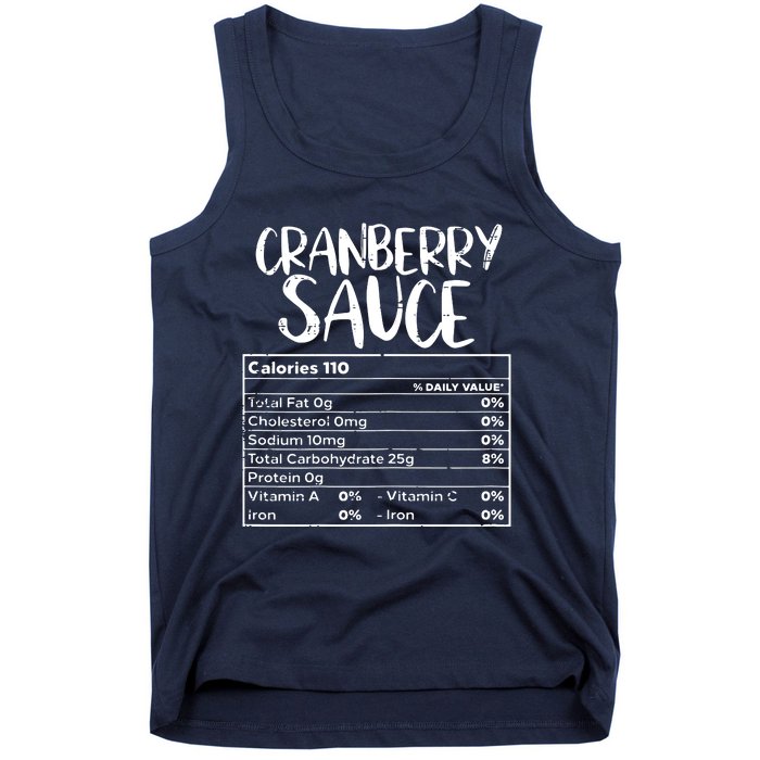 Thanksgiving Christmas Cranberry Sauce Nutritional Facts Tank Top