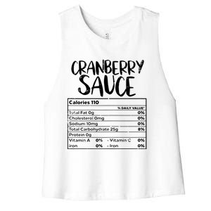 Thanksgiving Christmas Cranberry Sauce Nutritional Facts Women's Racerback Cropped Tank