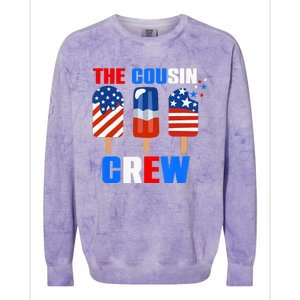 The Cousin Crew 4th Of July Us Flag Popsicle Colorblast Crewneck Sweatshirt