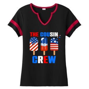 The Cousin Crew 4th Of July Us Flag Popsicle Ladies Halftime Notch Neck Tee