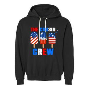 The Cousin Crew 4th Of July Us Flag Popsicle Garment-Dyed Fleece Hoodie