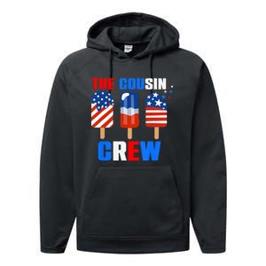 The Cousin Crew 4th Of July Us Flag Popsicle Performance Fleece Hoodie