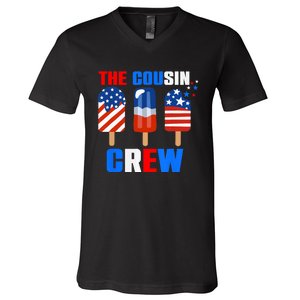 The Cousin Crew 4th Of July Us Flag Popsicle V-Neck T-Shirt