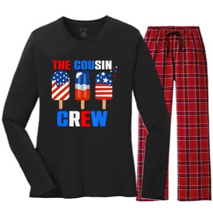 The Cousin Crew 4th Of July Us Flag Popsicle Women's Long Sleeve Flannel Pajama Set 