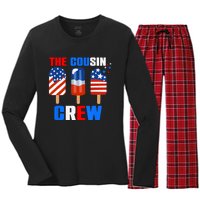 The Cousin Crew 4th Of July Us Flag Popsicle Women's Long Sleeve Flannel Pajama Set 