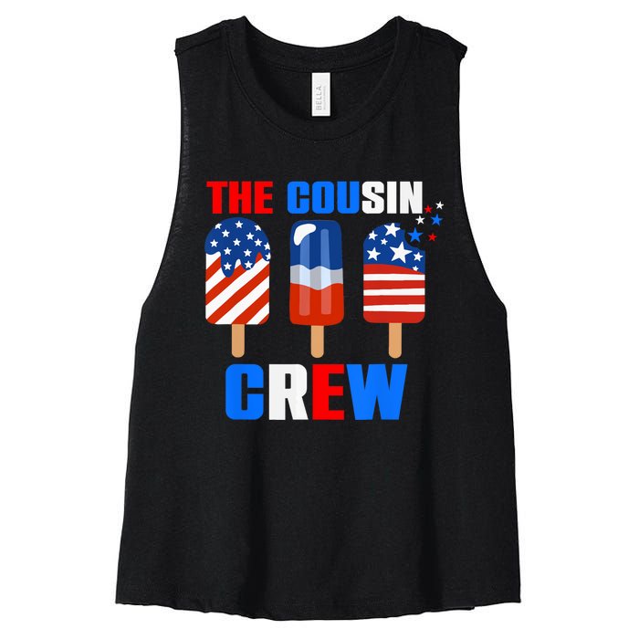 The Cousin Crew 4th Of July Us Flag Popsicle Women's Racerback Cropped Tank