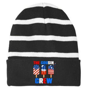 The Cousin Crew 4th Of July Us Flag Popsicle Striped Beanie with Solid Band