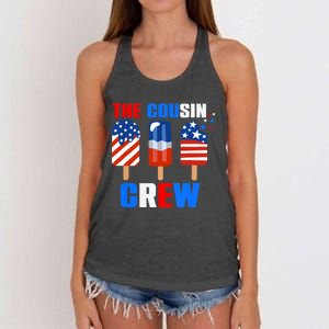 The Cousin Crew 4th Of July Us Flag Popsicle Women's Knotted Racerback Tank