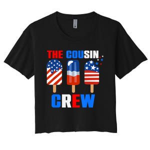 The Cousin Crew 4th Of July Us Flag Popsicle Women's Crop Top Tee