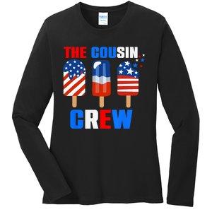 The Cousin Crew 4th Of July Us Flag Popsicle Ladies Long Sleeve Shirt