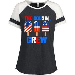 The Cousin Crew 4th Of July Us Flag Popsicle Enza Ladies Jersey Colorblock Tee