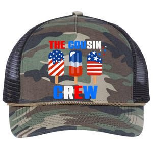 The Cousin Crew 4th Of July Us Flag Popsicle Retro Rope Trucker Hat Cap