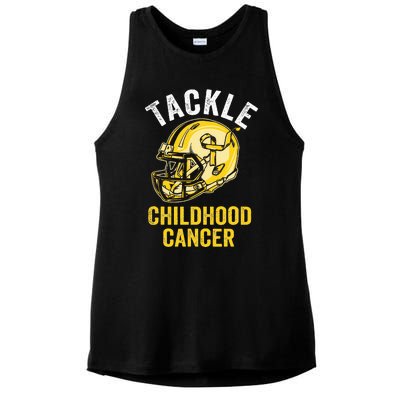 Tackle Childhood Cancer Awareness Football Gold Ribbon Ladies PosiCharge Tri-Blend Wicking Tank