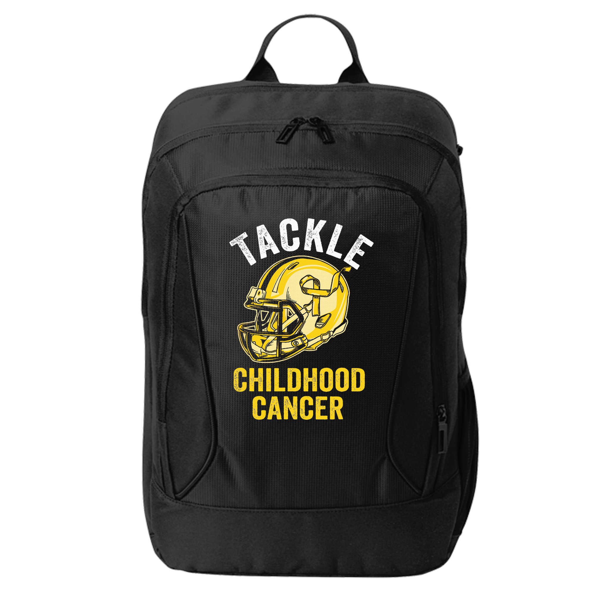 Tackle Childhood Cancer Awareness Football Gold Ribbon City Backpack