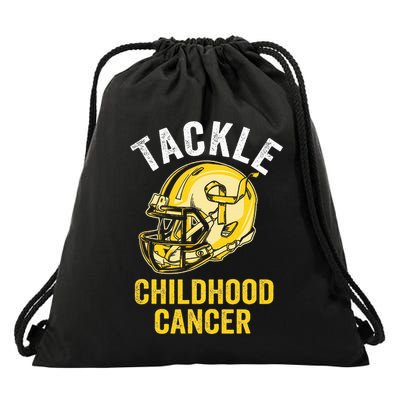 Tackle Childhood Cancer Awareness Football Gold Ribbon Drawstring Bag