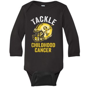 Tackle Childhood Cancer Awareness Football Gold Ribbon Baby Long Sleeve Bodysuit