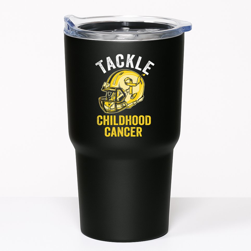 Tackle Childhood Cancer Awareness Football Gold Ribbon Tumbler