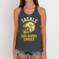 Tackle Childhood Cancer Awareness Football Gold Ribbon Women's Knotted Racerback Tank