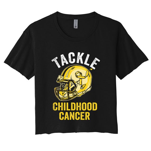 Tackle Childhood Cancer Awareness Football Gold Ribbon Crop Top