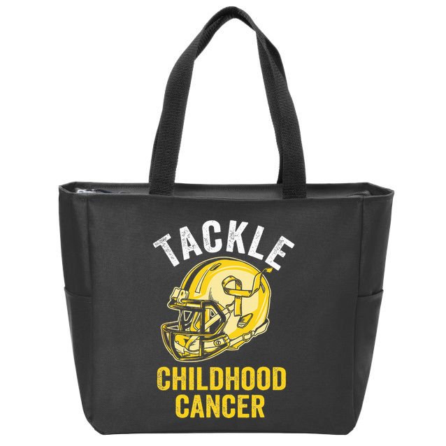 Tackle Childhood Cancer Awareness Football Gold Ribbon Zip Tote Bag