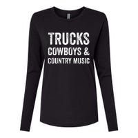 Trucks Cow & Country Music Funny Fitness Gym Workout Womens Cotton Relaxed Long Sleeve T-Shirt