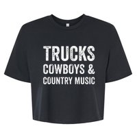 Trucks Cow & Country Music Funny Fitness Gym Workout Bella+Canvas Jersey Crop Tee