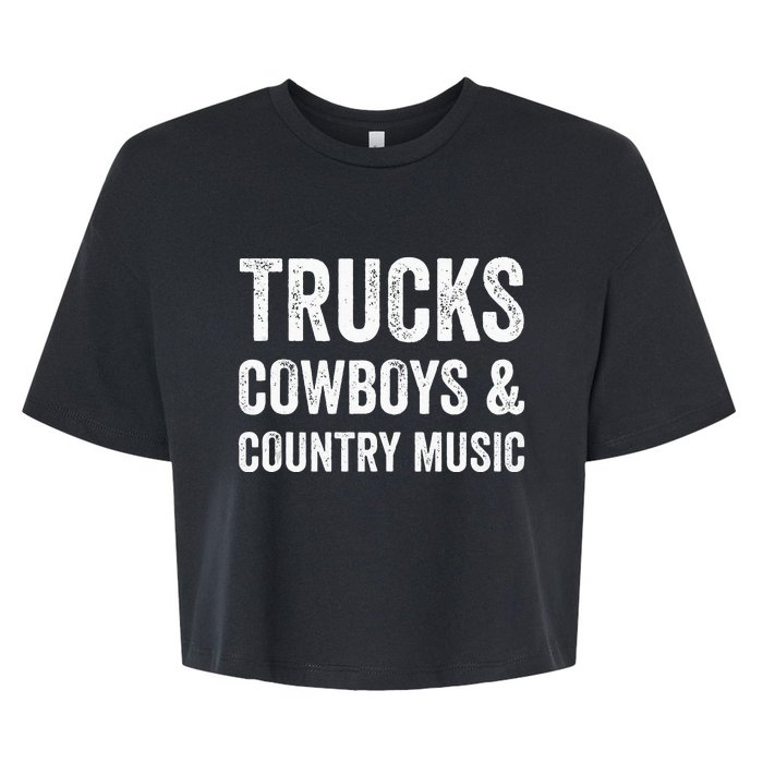 Trucks Cow & Country Music Funny Fitness Gym Workout Bella+Canvas Jersey Crop Tee