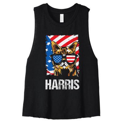 This Childless Cat Lady Is Voting Kamala Harris 2024 Women's Racerback Cropped Tank