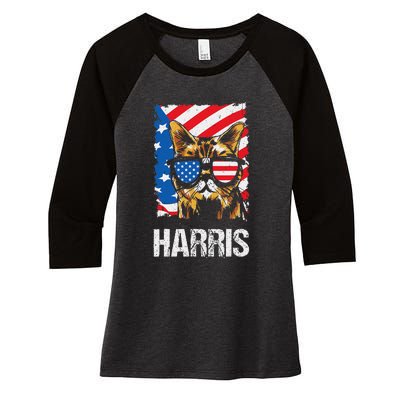 This Childless Cat Lady Is Voting Kamala Harris 2024 Women's Tri-Blend 3/4-Sleeve Raglan Shirt