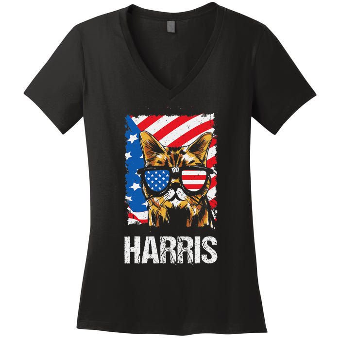 This Childless Cat Lady Is Voting Kamala Harris 2024 Women's V-Neck T-Shirt