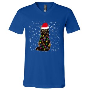 Tortie Cat Christmas Tortie Cat Xmas Party Tortoiseshell Cat Cute Gift V-Neck T-Shirt