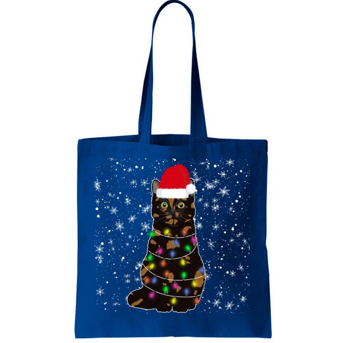 Tortie Cat Christmas Tortie Cat Xmas Party Tortoiseshell Cat Cute Gift Tote Bag