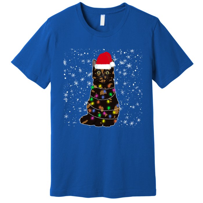 Tortie Cat Christmas Tortie Cat Xmas Party Tortoiseshell Cat Cute Gift Premium T-Shirt