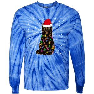 Tortie Cat Christmas Tortie Cat Xmas Party Tortoiseshell Cat Cute Gift Tie-Dye Long Sleeve Shirt