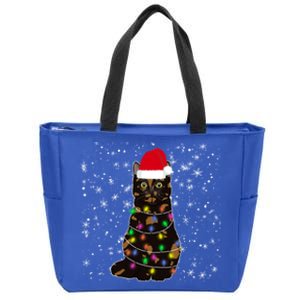 Tortie Cat Christmas Tortie Cat Xmas Party Tortoiseshell Cat Cute Gift Zip Tote Bag