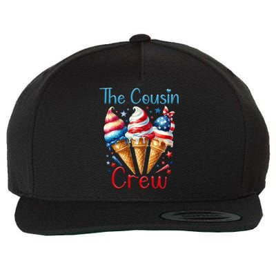 The Cousin Crew 4th Of July Us American Flag Ice Cream Gift Wool Snapback Cap