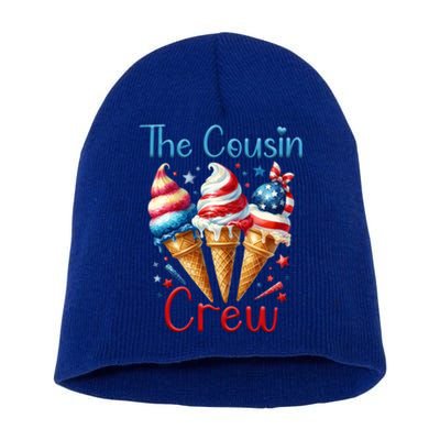 The Cousin Crew 4th Of July Us American Flag Ice Cream Gift Short Acrylic Beanie