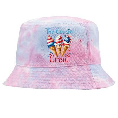 The Cousin Crew 4th Of July Us American Flag Ice Cream Gift Tie-Dyed Bucket Hat