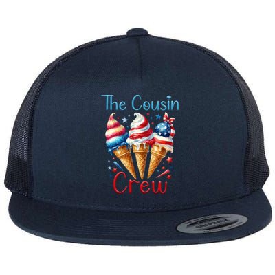 The Cousin Crew 4th Of July Us American Flag Ice Cream Gift Flat Bill Trucker Hat