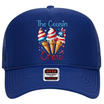 The Cousin Crew 4th Of July Us American Flag Ice Cream Gift High Crown Mesh Back Trucker Hat