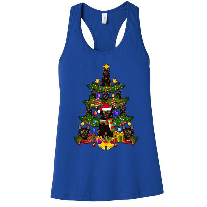 Tortie Cat Christmas Tree Tortoiseshell Cat Xmas Party Funny Gift Women's Racerback Tank