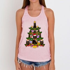 Tortie Cat Christmas Tree Tortoiseshell Cat Xmas Party Funny Gift Women's Knotted Racerback Tank