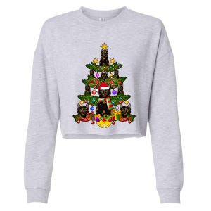 Tortie Cat Christmas Tree Tortoiseshell Cat Xmas Party Funny Gift Cropped Pullover Crew