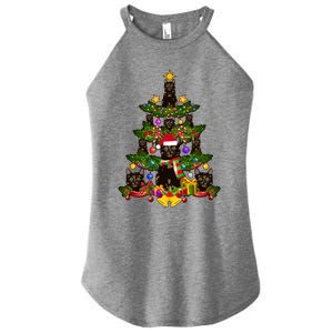 Tortie Cat Christmas Tree Tortoiseshell Cat Xmas Party Funny Gift Women's Perfect Tri Rocker Tank